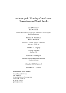 Anthropogenic Warming of the Oceans: Observations and Model Results David W. Pierce