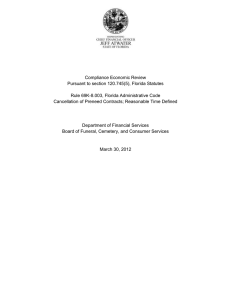 Compliance Economic Review Pursuant to section 120.745(5), Florida Statutes