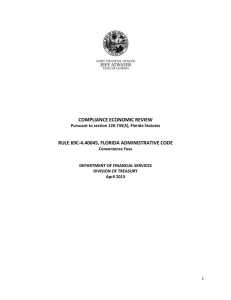 COMPLIANCE ECONOMIC REVIEW  RULE 69C-4.40045, FLORIDA ADMINISTRATIVE CODE