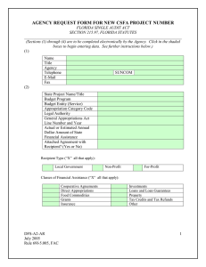 AGENCY REQUEST FORM FOR NEW CSFA PROJECT NUMBER