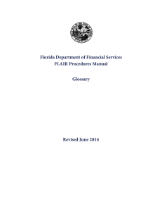 Florida Department of Financial Services FLAIR Procedures Manual Glossary