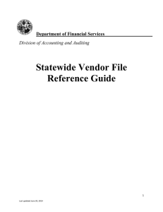 Statewide Vendor File Reference Guide  Department of Financial Services