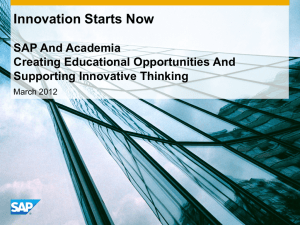 Innovation Starts Now  SAP And Academia Creating Educational Opportunities And