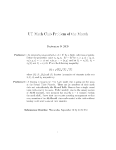 UT Math Club Problem of the Month September 9, 2009