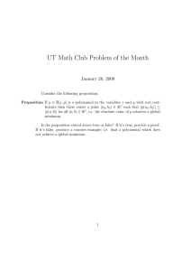 UT Math Club Problem of the Month January 28, 2009