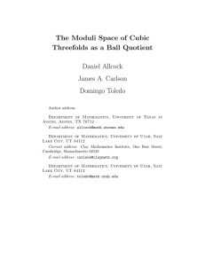 The Moduli Space of Cubic Threefolds as a Ball Quotient Daniel Allcock