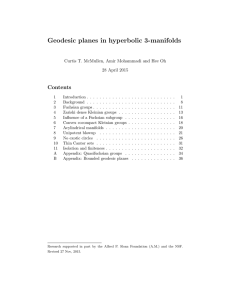 Geodesic planes in hyperbolic 3-manifolds Contents 28 April 2015