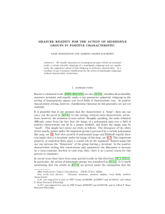 MEASURE RIGIDITY FOR THE ACTION OF SEMISIMPLE GROUPS IN POSITIVE CHARACTERISTIC