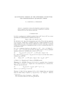 QUANTITATIVE VERSION OF THE OPPENHEIM CONJECTURE FOR INHOMOGENEOUS QUADRATIC FORMS