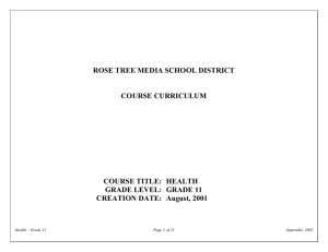 ROSE TREE MEDIA SCHOOL DISTRICT COURSE CURRICULUM COURSE TITLE:  HEALTH