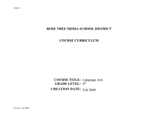 ROSE TREE MEDIA SCHOOL DISTRICT  COURSE CURRICULUM COURSE TITLE: