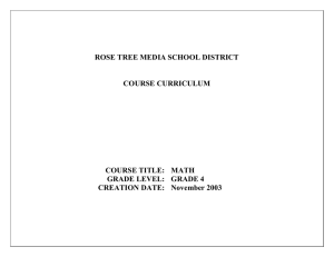 ROSE TREE MEDIA SCHOOL DISTRICT COURSE CURRICULUM COURSE TITLE:   MATH