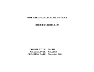 ROSE TREE MEDIA SCHOOL DISTRICT COURSE CURRICULUM COURSE TITLE:   MATH