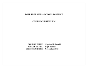 ROSE TREE MEDIA SCHOOL DISTRICT  COURSE CURRICULUM