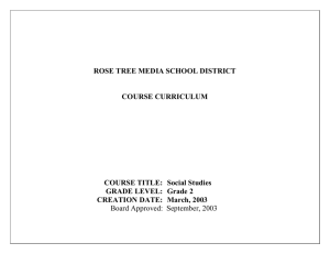 ROSE TREE MEDIA SCHOOL DISTRICT COURSE CURRICULUM COURSE TITLE:  Social Studies