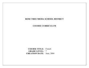 ROSE TREE MEDIA SCHOOL DISTRICT COURSE CURRICULUM COURSE TITLE: