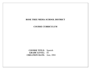 ROSE TREE MEDIA SCHOOL DISTRICT COURSE CURRICULUM COURSE TITLE: