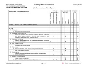 Summary of Recommendations Indian Lane Elementary School