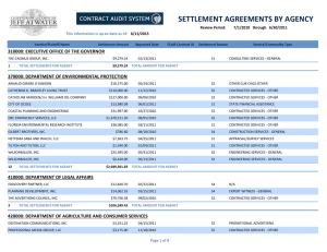 SETTLEMENT AGREEMENTS BY AGENCY This information is up-to-date as of: Review Period: 6/30/2011