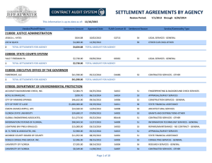 SETTLEMENT AGREEMENTS BY AGENCY This information is up-to-date as of: Review Period: 6/30/2014