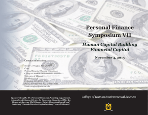 Personal Finance Symposium VII Human Capital Building Financial Capital