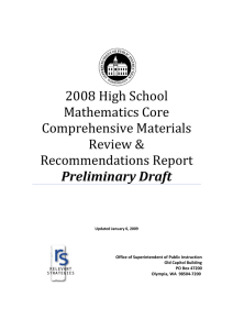 2008 High School Mathematics Core Comprehensive Materials Review &amp;