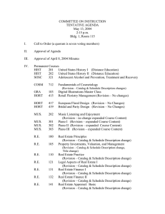 COMMITTEE ON INSTRUCTION TENTATIVE AGENDA May 13, 2004 2:15 p.m.