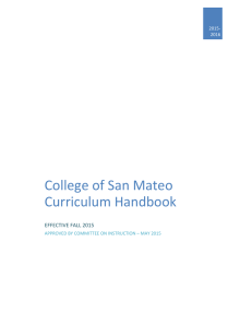 College of San Mateo  Curriculum Handbook  EFFECTIVE FALL 2015  2015‐