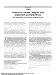 Phonetics Exercises Using the Alvin Experiment-Control Software Tutorial JSLHR