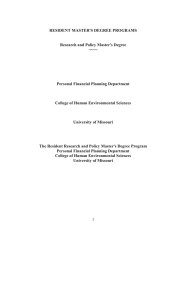 RESIDENT MASTER'S DEGREE PROGRAMS  Research and Policy Master's Degree