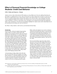 Effect of Personal Financial Knowledge on College Students’ Credit Card Behavior