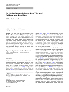 Do Market Returns Influence Risk Tolerance? Evidence from Panel Data