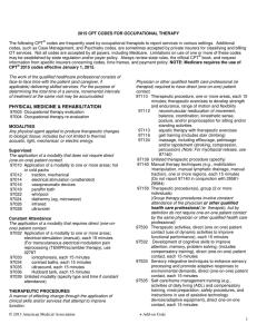 The following CPT 2015 CPT CODES FOR OCCUPATIONAL THERAPY