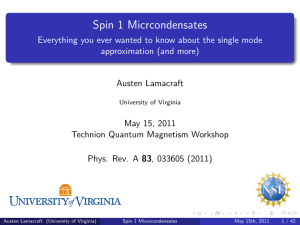 Spin 1 Micrcondensates approximation (and more) Austen Lamacraft