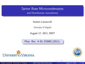 Spinor Bose Microcondensates and Hamiltonian monodromy Austen Lamacraft August 17, 2011, NIST