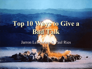 Top 10 Ways to Give a Bad Talk