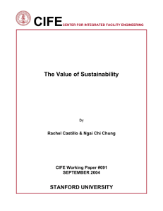 CIFE  The Value of Sustainability STANFORD UNIVERSITY