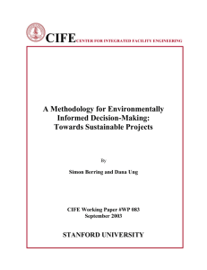 CIFE A Methodology for Environmentally Informed Decision-Making: Towards Sustainable Projects