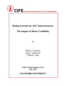 CIFE  Rating Systems for AEC Subcontractors –