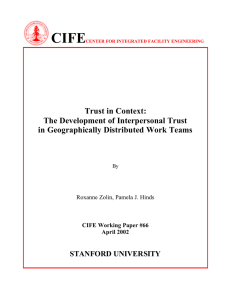 CIFE  Trust in Context: The Development of Interpersonal Trust