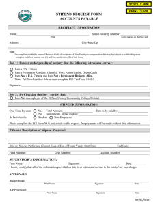 STIPEND REQUEST FORM ACCOUNTS PAYABLE RECIPIANT INFORMATION RESET FORM