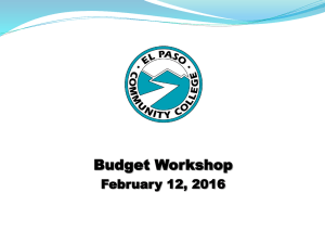 Budget Workshop February 12, 2016