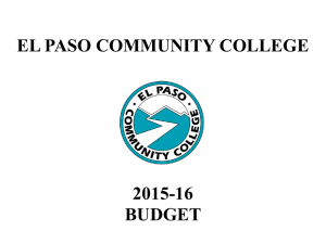 EL PASO COMMUNITY COLLEGE 2015-16 BUDGET