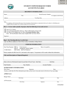 STUDENT STIPEND REQUEST FORM ACCOUNTS PAYABLE RECIPIENT INFORMATION
