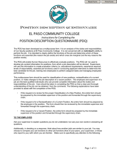 EL PASO COMMUNITY COLLEGE P POSITION DESCRIPTION QUESTIONNAIRE (PDQ) OSITION DESCRIPTION QUESTIONNAIRE