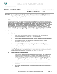 EL PASO COMMUNITY COLLEGE PROCEDURE 2.05.01.58 Information Security