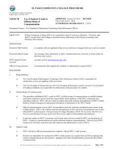 EL PASO COMMUNITY COLLEGE PROCEDURE 2.05.01.78 Use of Student E-mail as