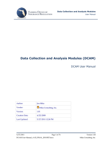 Data Collection and Analysis Modules (DCAM) DCAM User Manual