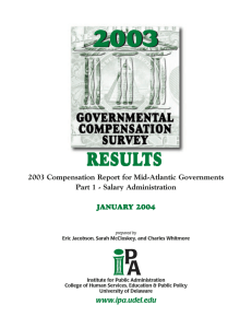 2003 RESULTS 2003 Compensation Report for Mid-Atlantic Governments Part 1 - Salary Administration