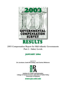 2003 RESULTS 2003 Compensation Report for Mid-Atlantic Governments Part 2 - Salary Levels